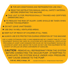 Appion LB1342 TEZ8 115v Warning Label (TEZOM Side)